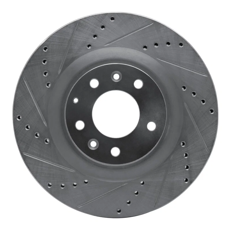 R1 Concepts 631-80069L, R1 07-15 Mazda CX-9 Front Left Drilled & Slotted Silver Brake Rotor