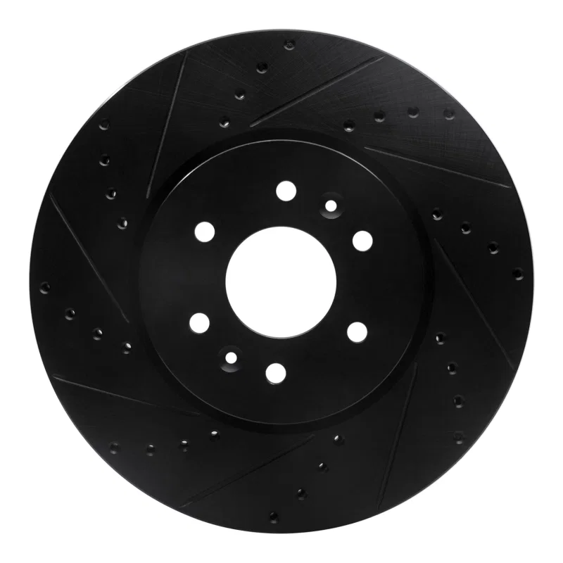 R1 Concepts 633-21028L, R1 09-10 Kia BORREGO Front Left Drilled & Slotted Black Brake Rotor