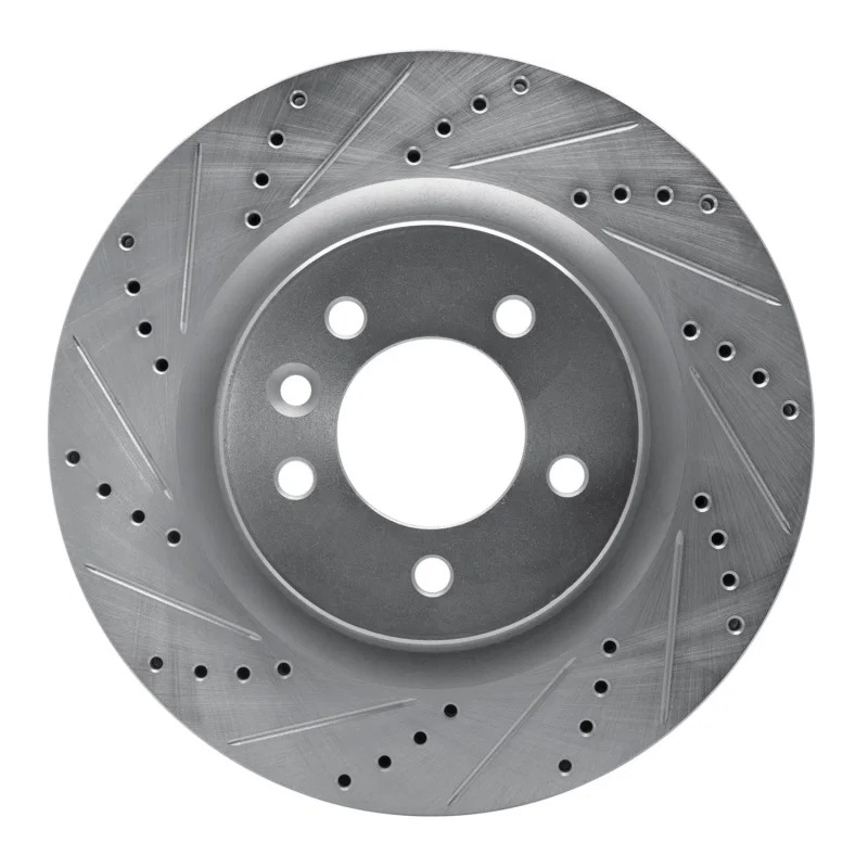 R1 Concepts 631-11009L, R1 05-09 Land Rover LR3 Front Left Drilled & Slotted Silver Brake Rotor