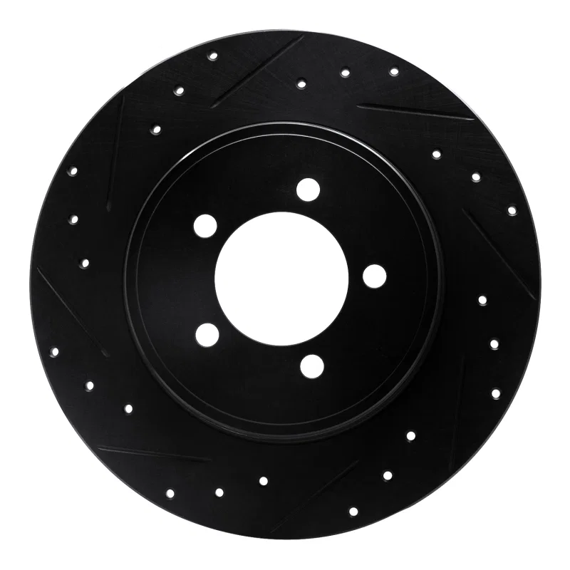 R1 Concepts 633-55008L, R1 03-05 Lincoln AVIATOR Rear Left Drilled & Slotted Black Brake Rotor
