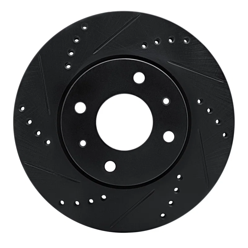 R1 Concepts 633-72039L, R1 04-04 Mitsubishi Lancer Front Left Drilled & Slotted Black Brake Rotor