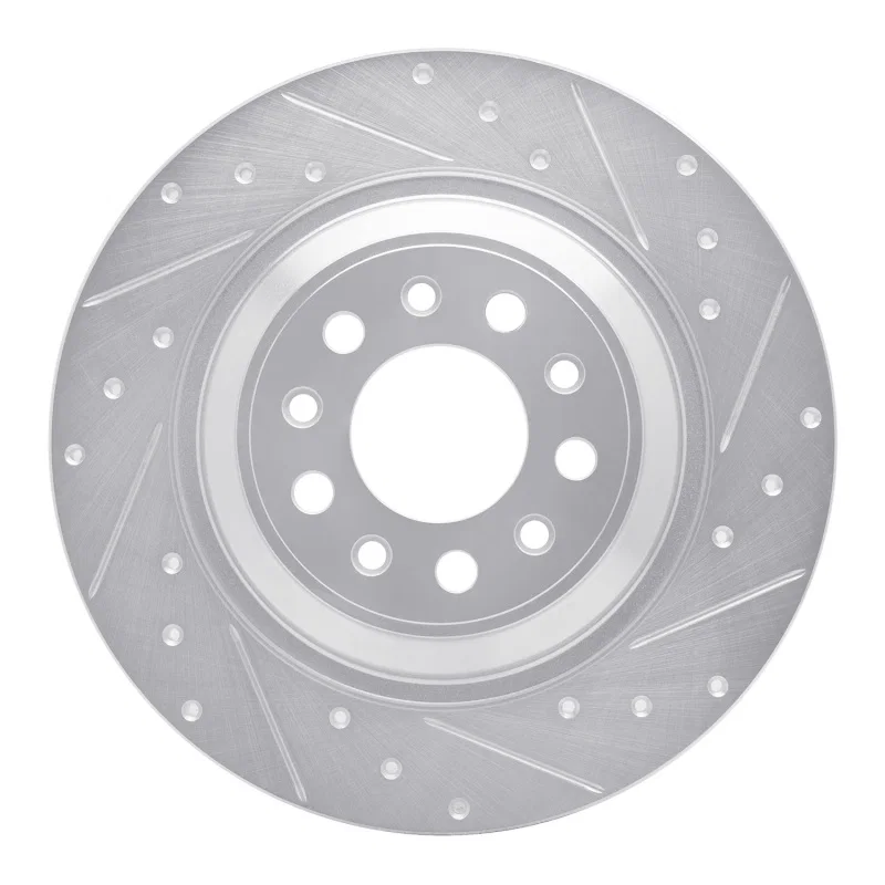 R1 Concepts 631-42010R, R1 14-23 Jeep Cherokee Rear Right Drilled & Slotted Silver Brake Rotor