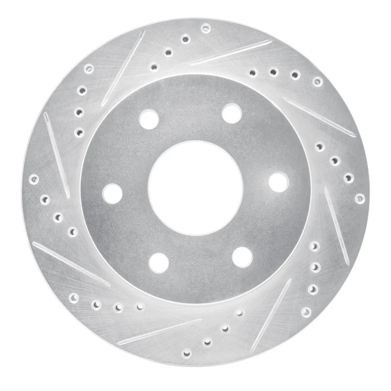 R1 Concepts 631-48036L, R1 99-08 Cadillac Escalade ESV Front Left Drilled & Slotted Silver Brake Rotor