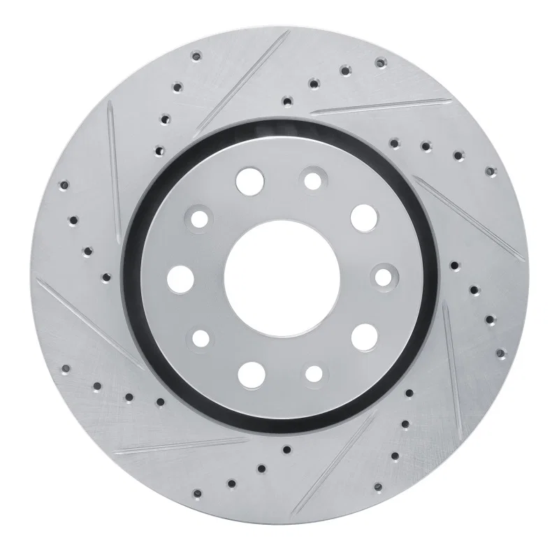 R1 Concepts 631-42038L, R1 18-25 Jeep Wrangler Front Left Drilled & Slotted Silver Brake Rotor