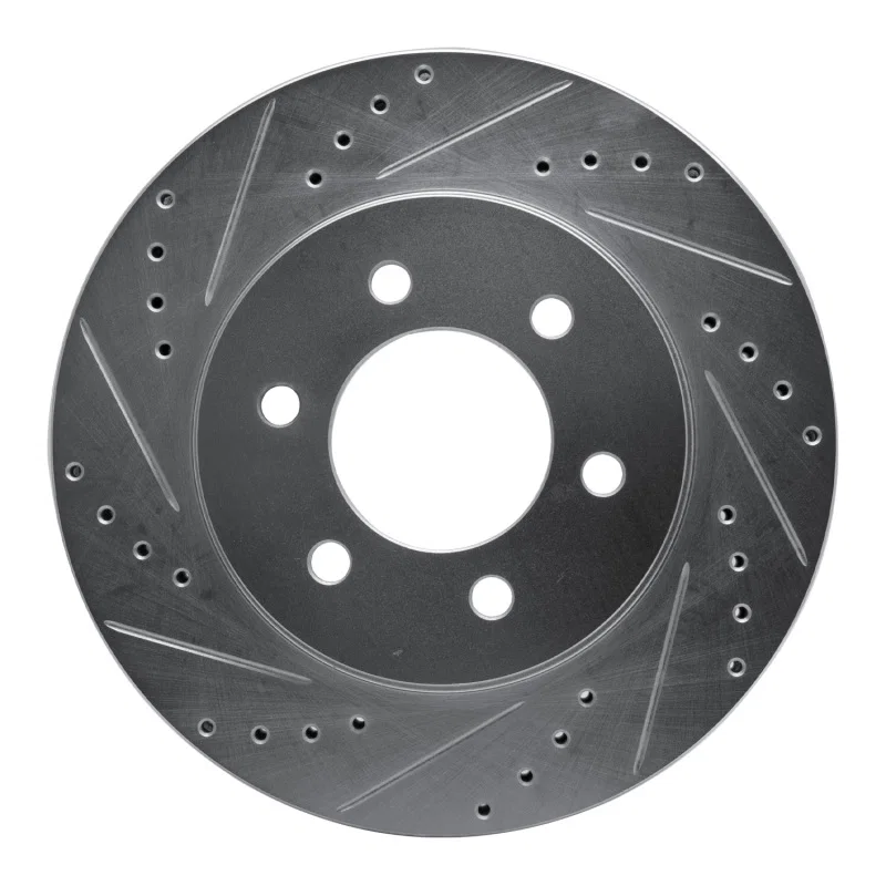 R1 Concepts 631-54183L, R1 02-06 Ford Expedition Front Left Drilled & Slotted Silver Brake Rotor