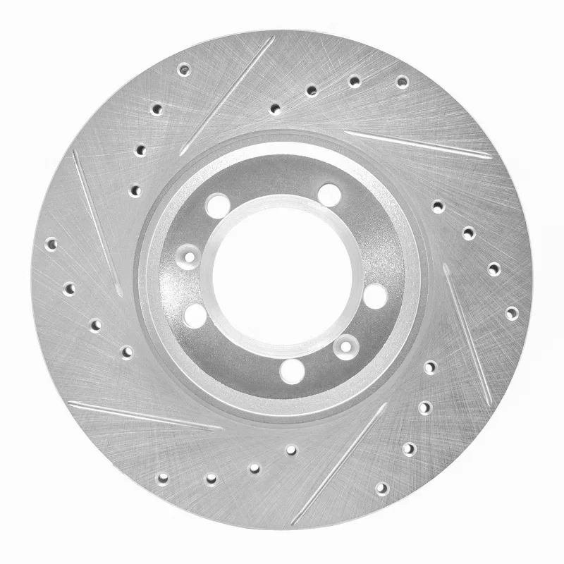 R1 Concepts 631-16002L, R1 81-89 Alfa Romeo Milano Front Left Drilled & Slotted Silver Brake Rotor