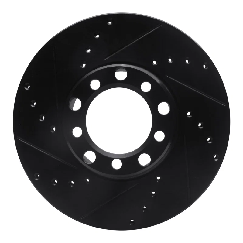 R1 Concepts 633-63009L, R1 72-80 Mercedes-Benz 280SE Front Left Drilled & Slotted Black Brake Rotor