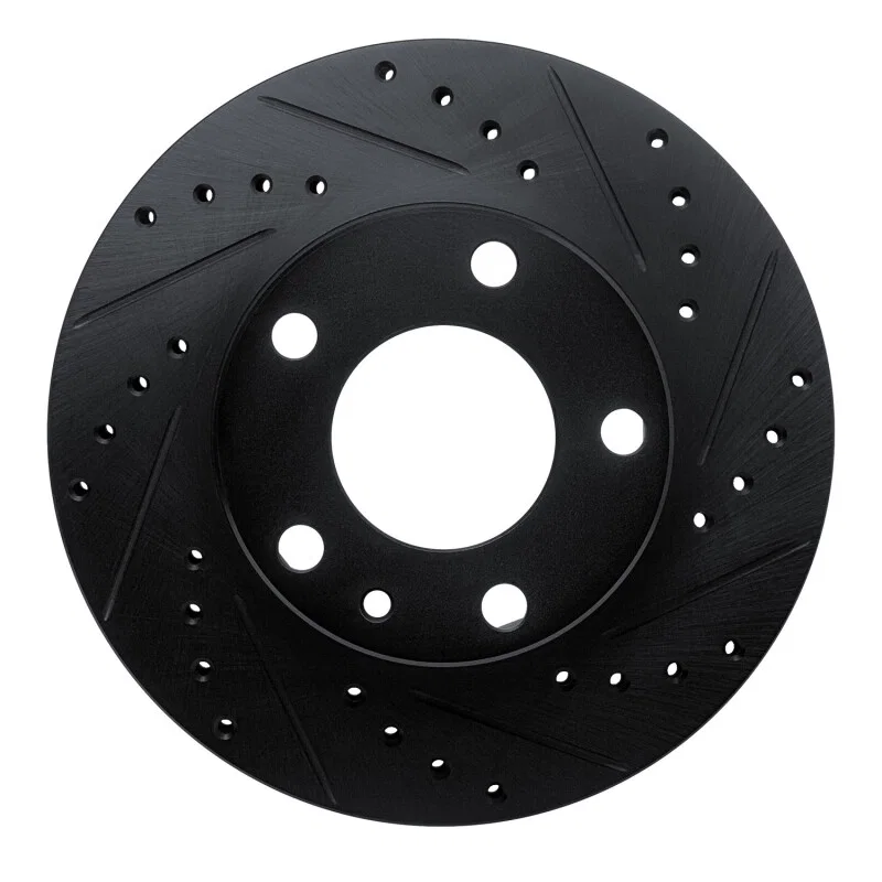 R1 Concepts 633-31007R, R1 76-82 BMW 528I Front Right Drilled & Slotted Black Brake Rotor