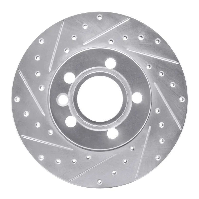 R1 Concepts 631-74042L, R1 96-00 Volkswagen EuroVan Front Left Drilled & Slotted Silver Brake Rotor