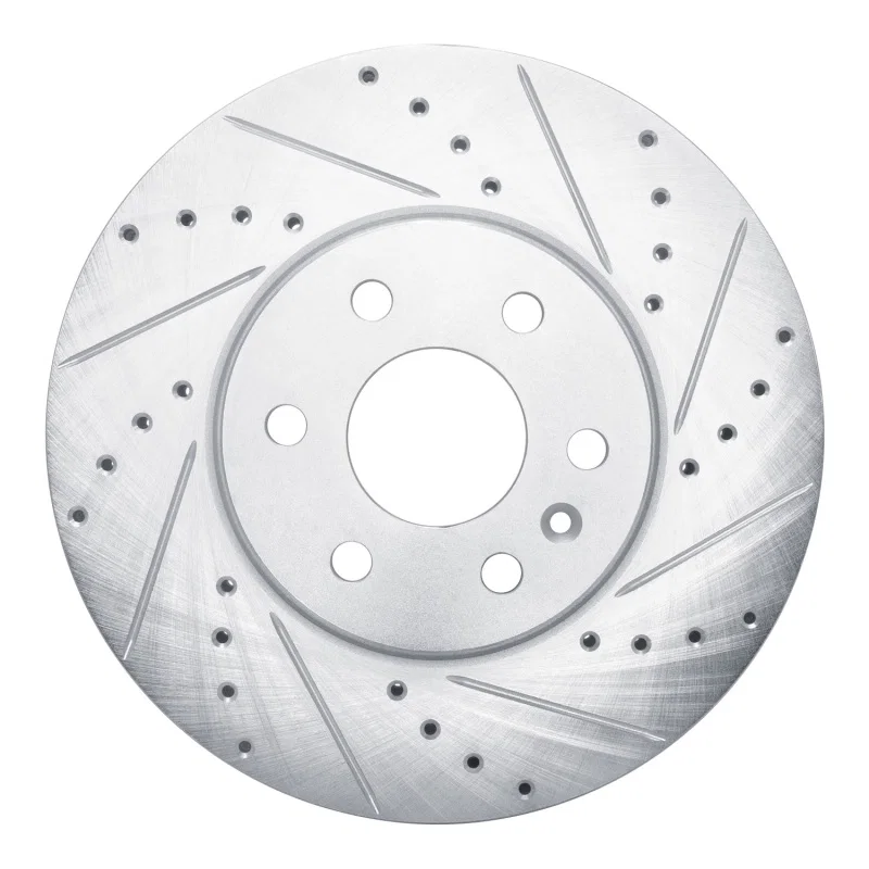 R1 Concepts 631-47087R, R1 21-22 Chevrolet Colorado Front Right Drilled & Slotted Silver Brake Rotor
