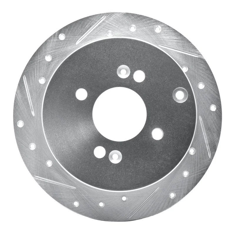 R1 Concepts 631-03002L, R1 06-12 Dodge Attitude (Mexico) Rear Left Drilled & Slotted Silver Brake Rotor