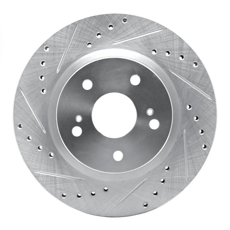 R1 Concepts 631-01014L, R1 06-17 Suzuki Grand Vitara Front Left Drilled & Slotted Silver Brake Rotor