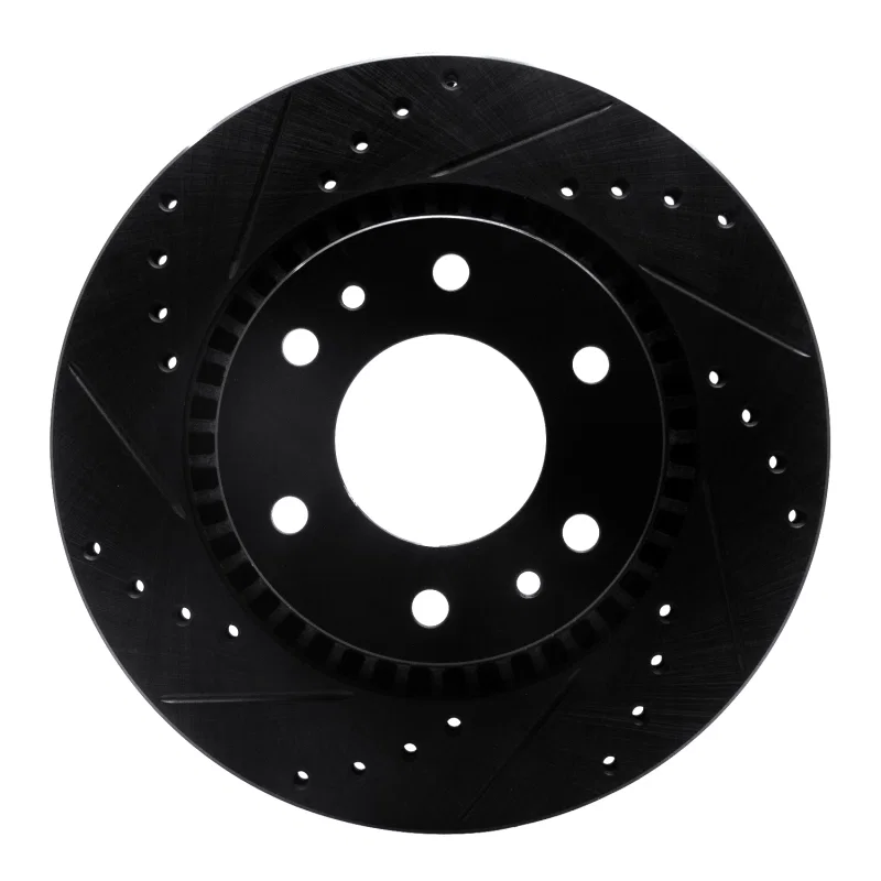 R1 Concepts 633-48052L, R1 06-09 Buick Rainier Front Left Drilled & Slotted Black Brake Rotor