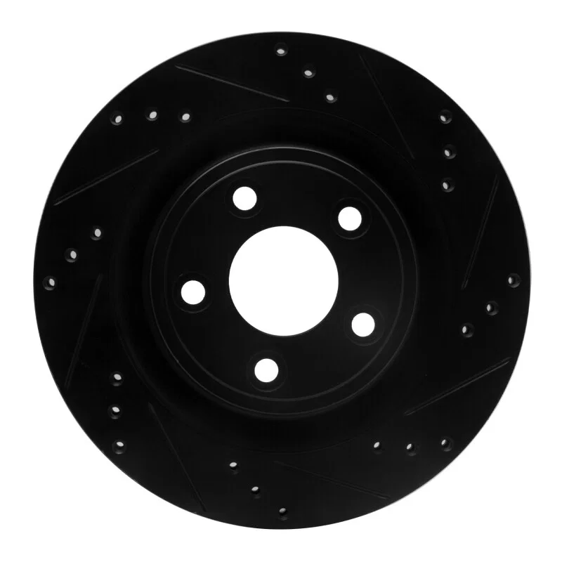R1 Concepts 633-20029R, R1 06-08 Jaguar S-Type Rear Right Drilled & Slotted Black Brake Rotor