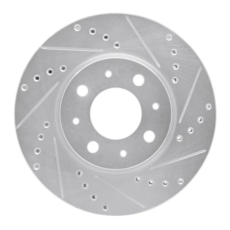 R1 Concepts 631-27016L, R1 93-95 Volvo 850 Front Left Drilled & Slotted Silver Brake Rotor