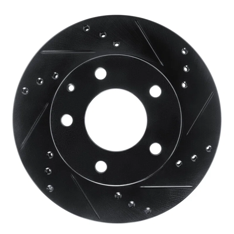 R1 Concepts 633-80059R, R1 92-93 Mazda MPV Front Right Drilled & Slotted Black Brake Rotor