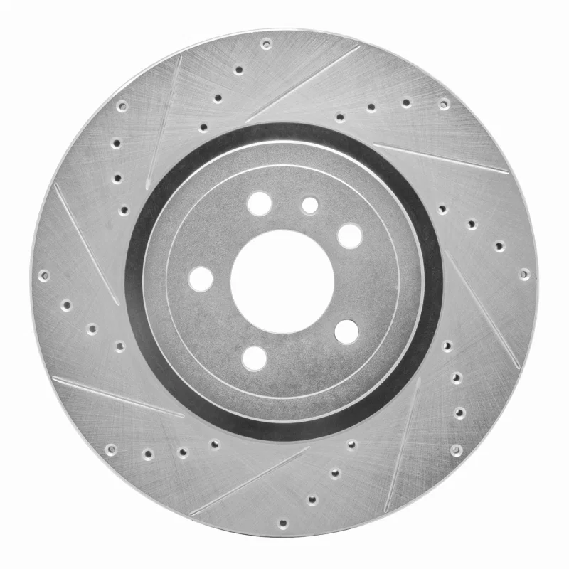 R1 Concepts 631-40035L, R1 14-23 Dodge Charger Front Left Drilled & Slotted Silver Brake Rotor