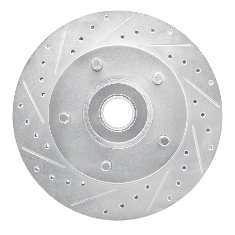 R1 Concepts 631-40061L, R1 85-97 Dodge B200 / B200 Van / B250 Front Left Drilled & Slotted Silver Brake Rotor