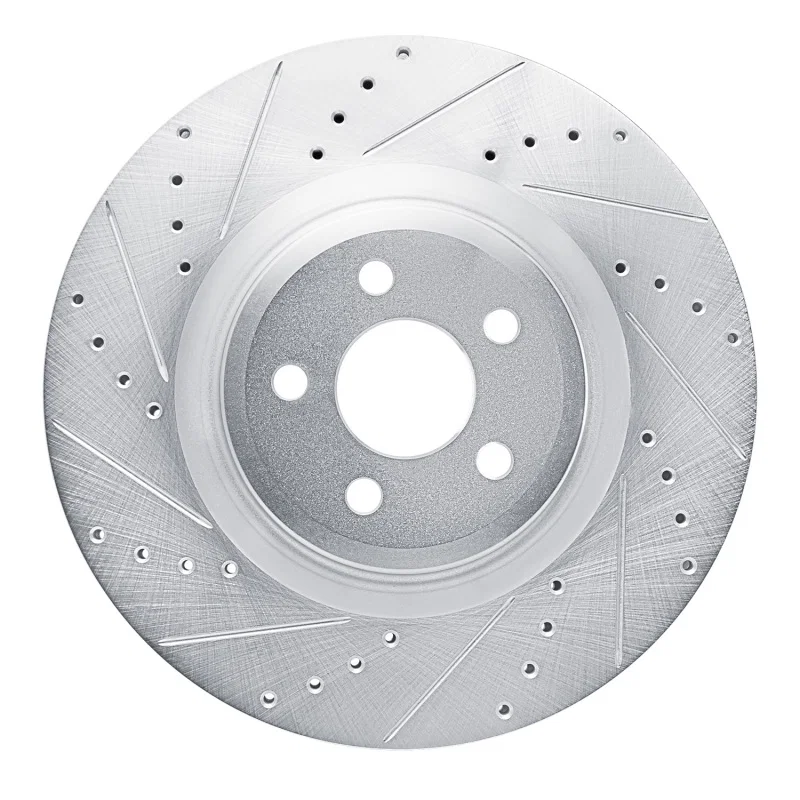R1 Concepts 631-54274L, R1 19-24 Ford Edge Front Left Drilled & Slotted Silver Brake Rotor