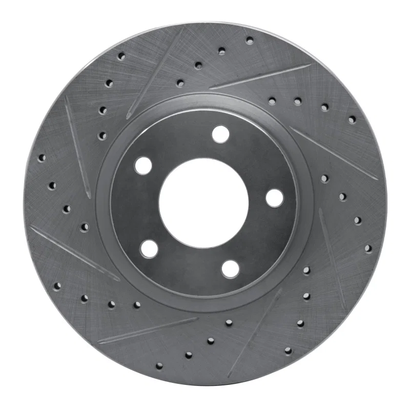 R1 Concepts 631-80065L, R1 04-15 Mazda 3 Front Left Drilled & Slotted Silver Brake Rotor