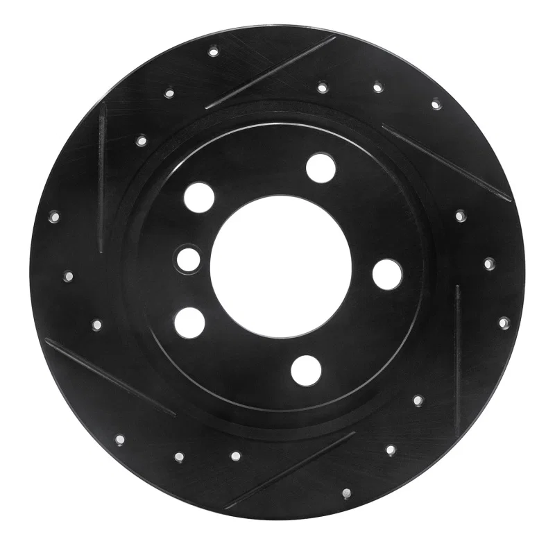 R1 Concepts 633-32012L, R1 2013-2016 Mini Cooper Paceman Rear Left Drilled & Slotted Black Brake Rotor