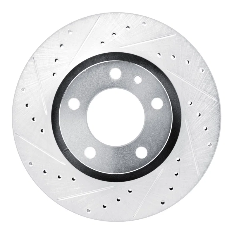 R1 Concepts 631-31019L, R1 87-88 BMW M6 Front Left Drilled & Slotted Silver Brake Rotor