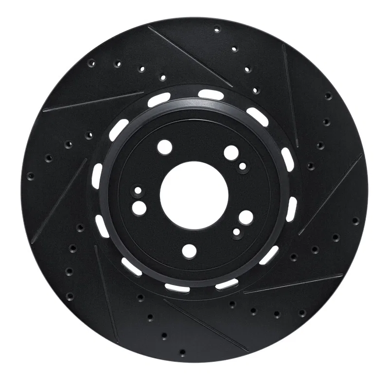 R1 Concepts 633-10006R, R1 21-26 Genesis GV70 Front Right Drilled & Slotted Black Brake Rotor