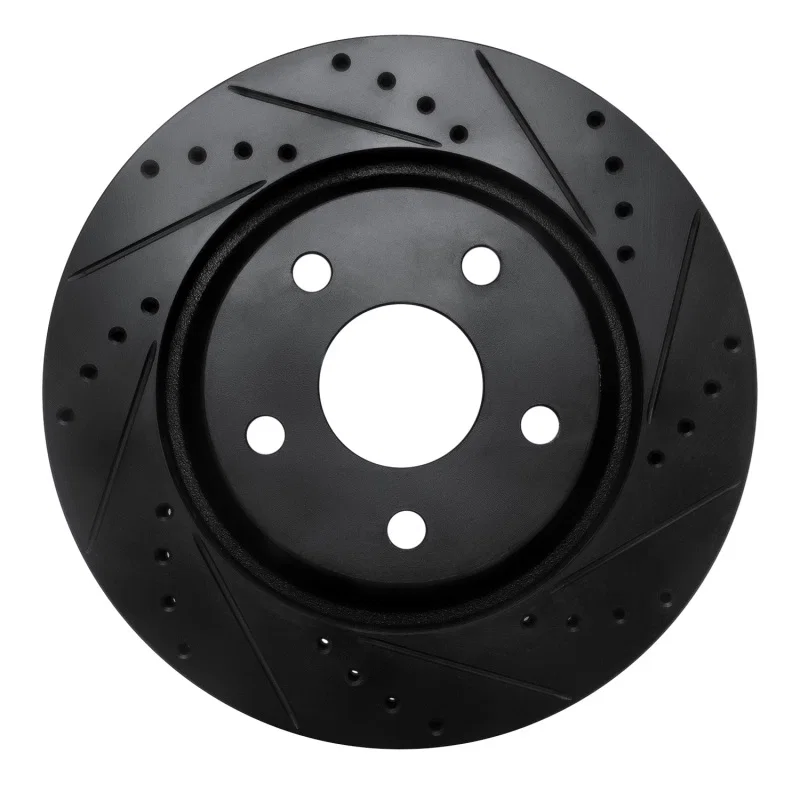 R1 Concepts 633-42033R, R1 12-18 Jeep Wrangler Front Right Drilled & Slotted Black Brake Rotor