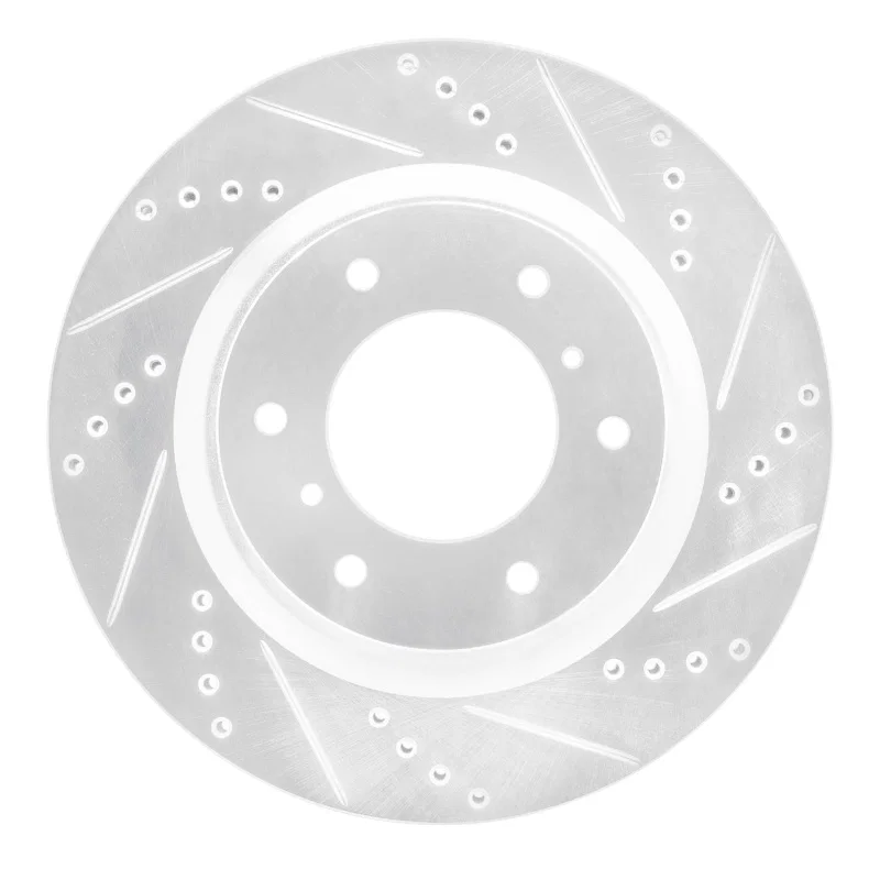 R1 Concepts 631-92007R, R1 08-17 Mitsubishi Montero Limited (Mexico) Front Right Drilled & Slotted Silver Brake Rotor