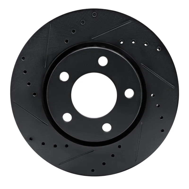 R1 Concepts 633-40091L, R1 01-07 Chrysler Town & Country Front Left Drilled & Slotted Black Brake Rotor