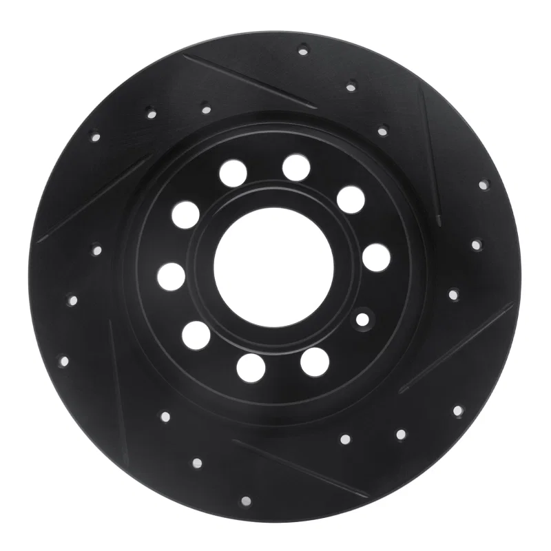 R1 Concepts 633-74055R, R1 05-18 Audi A3 Rear Right Drilled & Slotted Black Brake Rotor