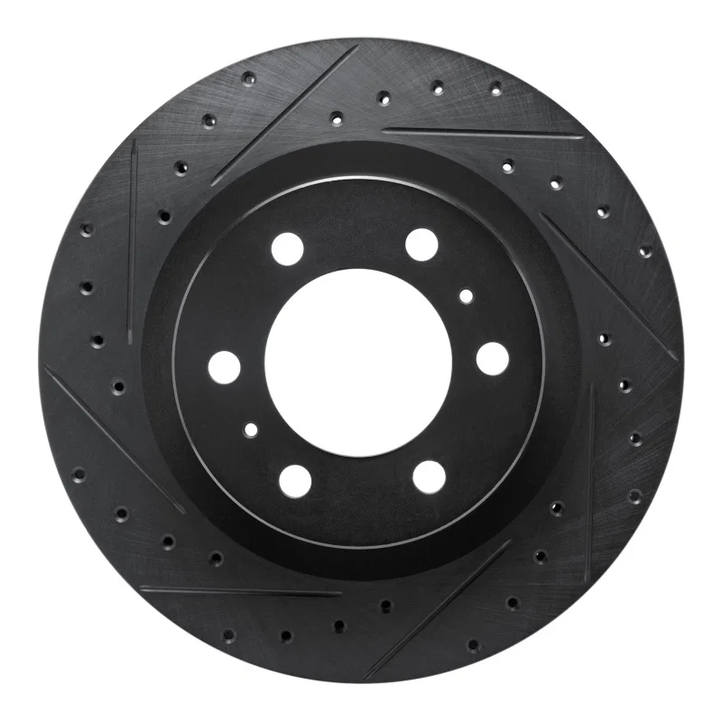 R1 Concepts 633-76162L, R1 2022-2025 Lexus LX600 Front Left Drilled & Slotted Black Brake Rotor