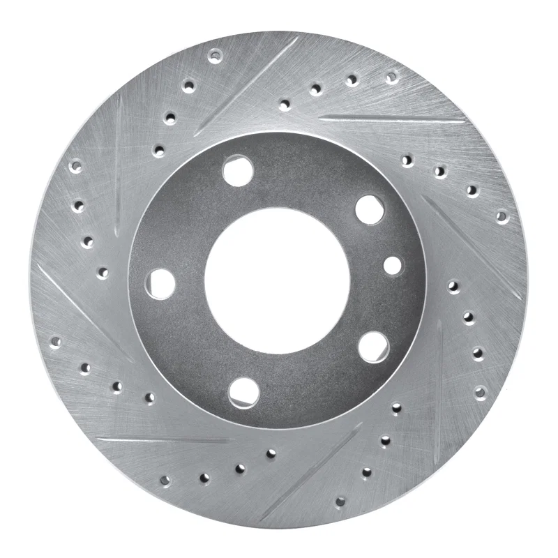 R1 Concepts 631-31007L, R1 76-82 BMW 528I Front Left Drilled & Slotted Silver Brake Rotor