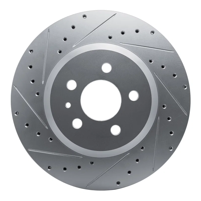 R1 Concepts 631-26004L, R1 17-25 Tesla Model 3 Front Left Drilled & Slotted Silver Brake Rotor