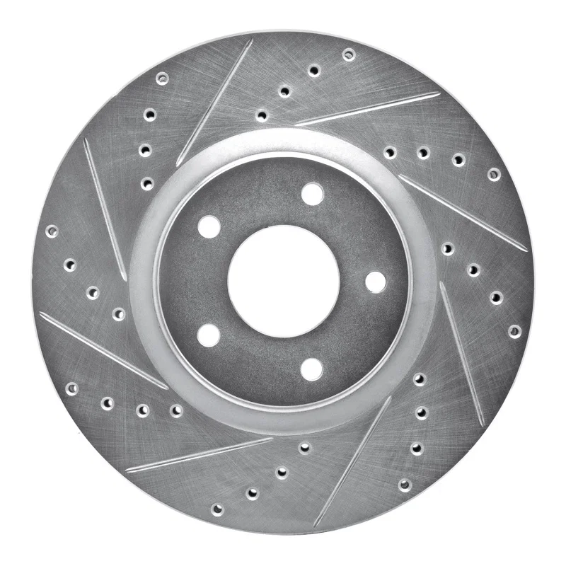 R1 Concepts 631-67059L, R1 07-17 Nissan Juke Front Left Drilled & Slotted Silver Brake Rotor