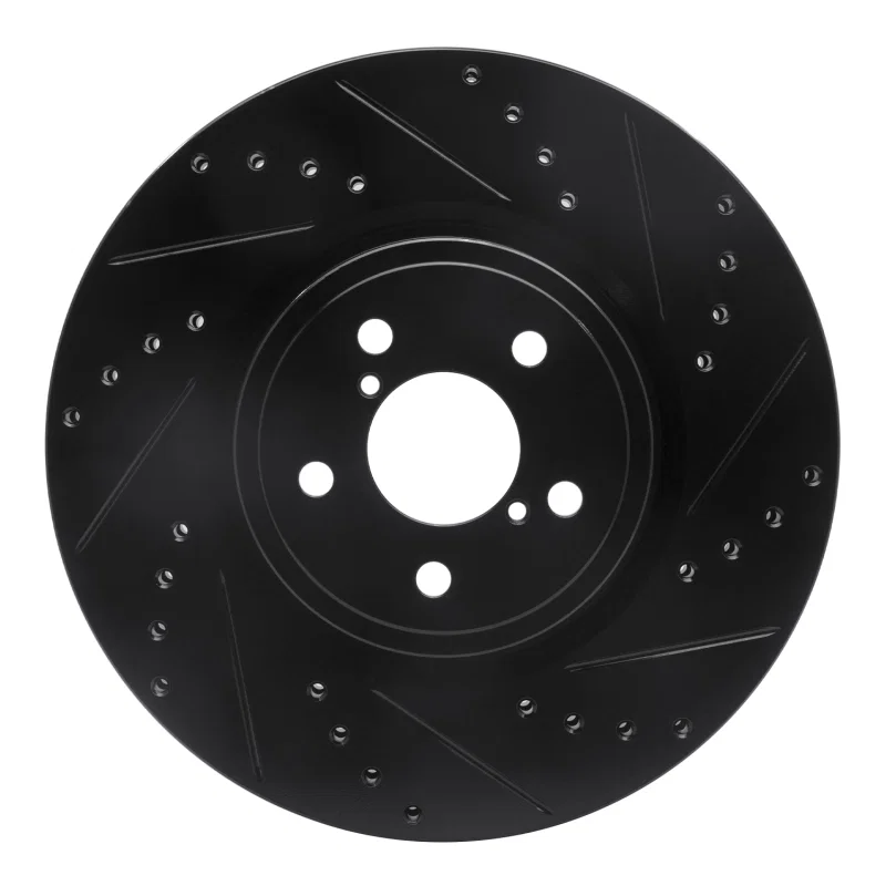 R1 Concepts 633-13018R, R1 05-18 Subaru Forester Front Right Drilled & Slotted Black Brake Rotor