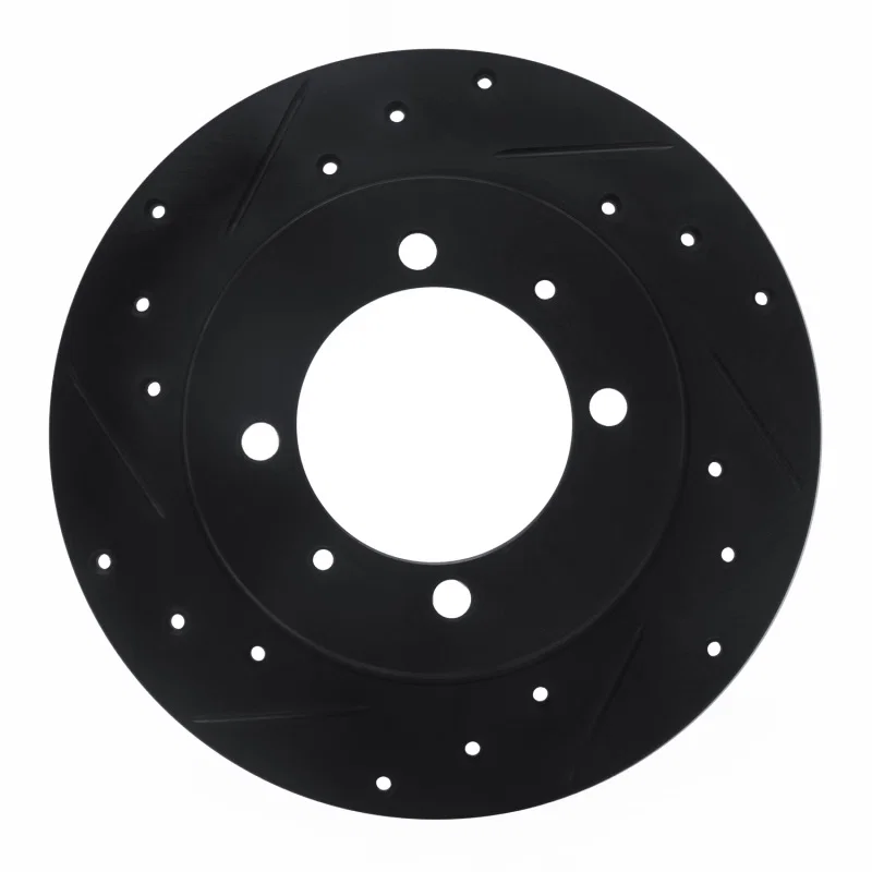 R1 Concepts 633-72011L, R1 88-93 Dodge 2000 GTX Rear Left Drilled & Slotted Black Brake Rotor