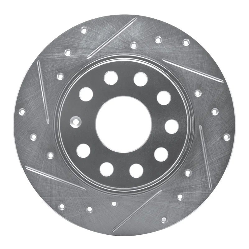 R1 Concepts 631-74031L, R1 05-25 Audi A3 Sportback E-Tron Rear Left Drilled & Slotted Silver Brake Rotor