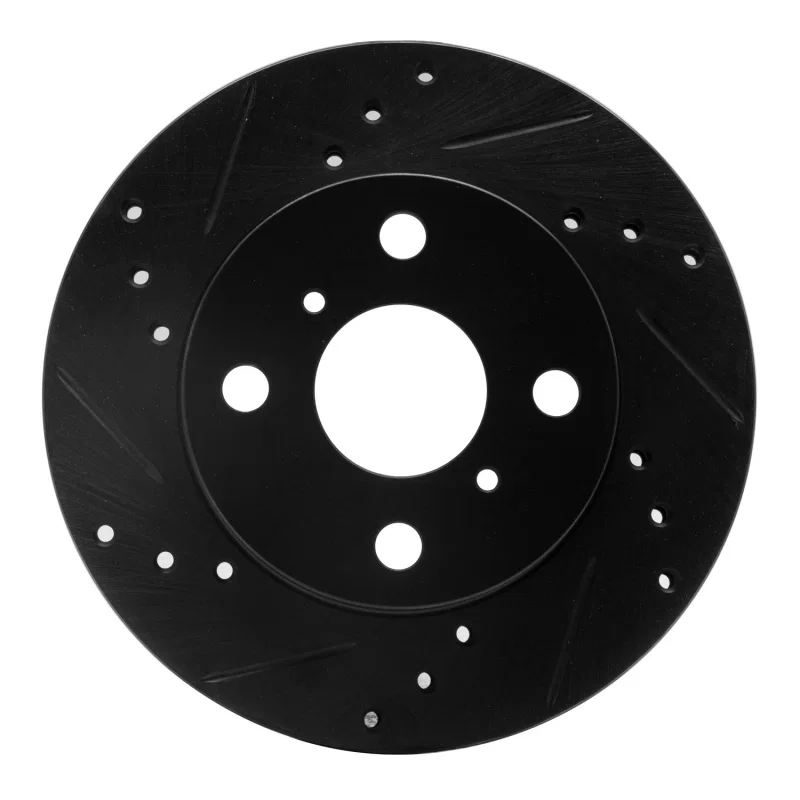 R1 Concepts 633-76070L, R1 99-05 Toyota Echo Front Left Drilled & Slotted Black Brake Rotor