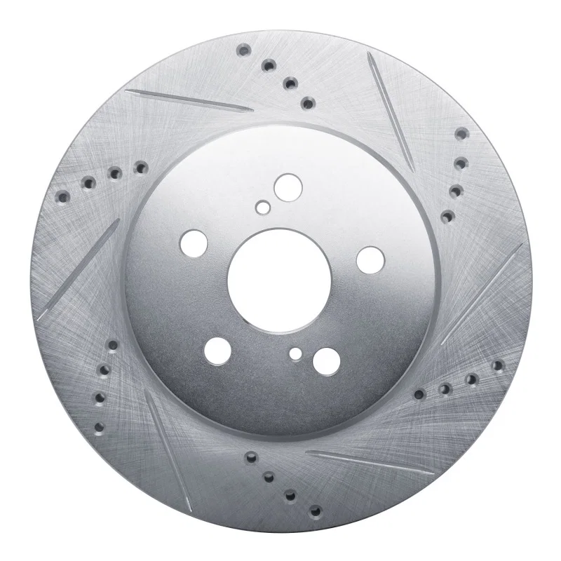 R1 Concepts 631-76155R, R1 19-25 Toyota Prius Prime Front Right Drilled & Slotted Silver Brake Rotor