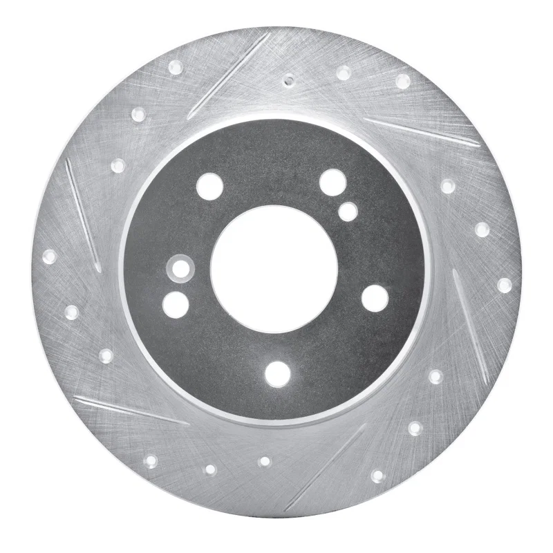 R1 Concepts 631-63013L, R1 87-15 Chrysler Crossfire Rear Left Drilled & Slotted Silver Brake Rotor
