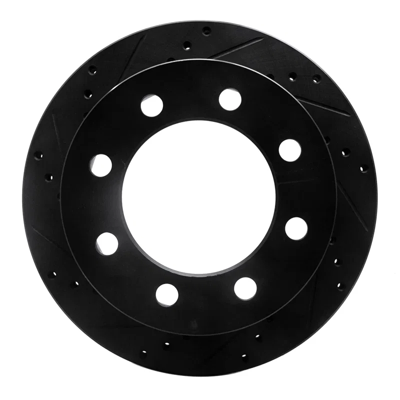 R1 Concepts 633-40093L, R1 00-02 Dodge Ram 2500 Rear Left Drilled & Slotted Black Brake Rotor