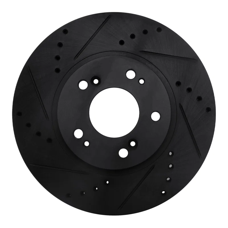 R1 Concepts 633-72059L, R1 04-11 Mitsubishi Grandis (Mexico) Front Left Drilled & Slotted Black Brake Rotor