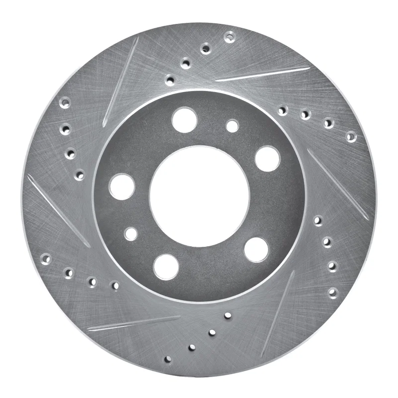 R1 Concepts 631-27005L, R1 1976-1993 Volvo 265 Front Left Drilled & Slotted Silver Brake Rotor
