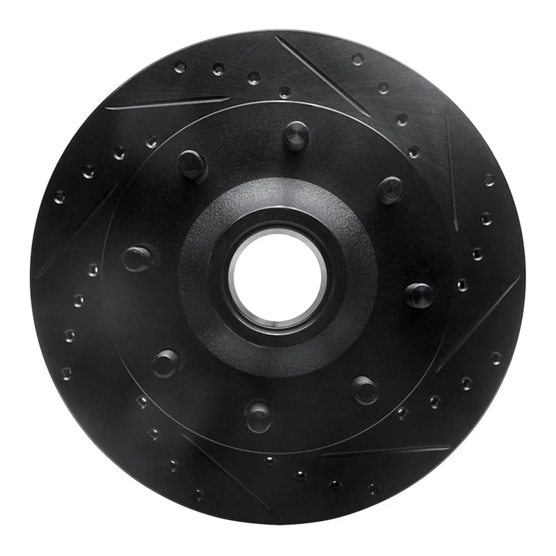 R1 Concepts 633-48004R, R1 71-95 Chevrolet C20 Pickup Front Right Drilled & Slotted Black Brake Rotor