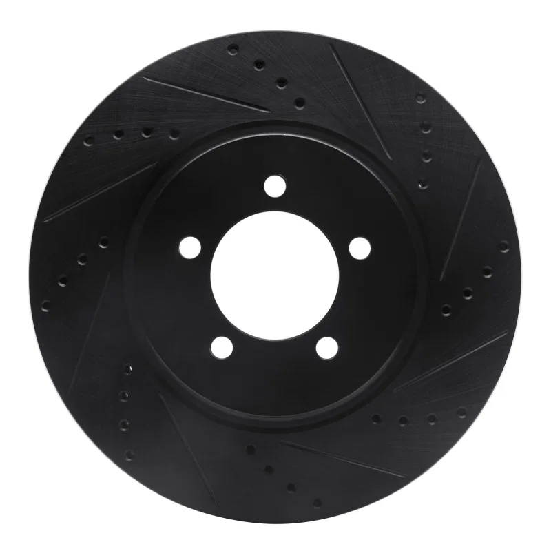 R1 Concepts 633-55007R, R1 03-05 Lincoln AVIATOR Front Right Drilled & Slotted Black Brake Rotor
