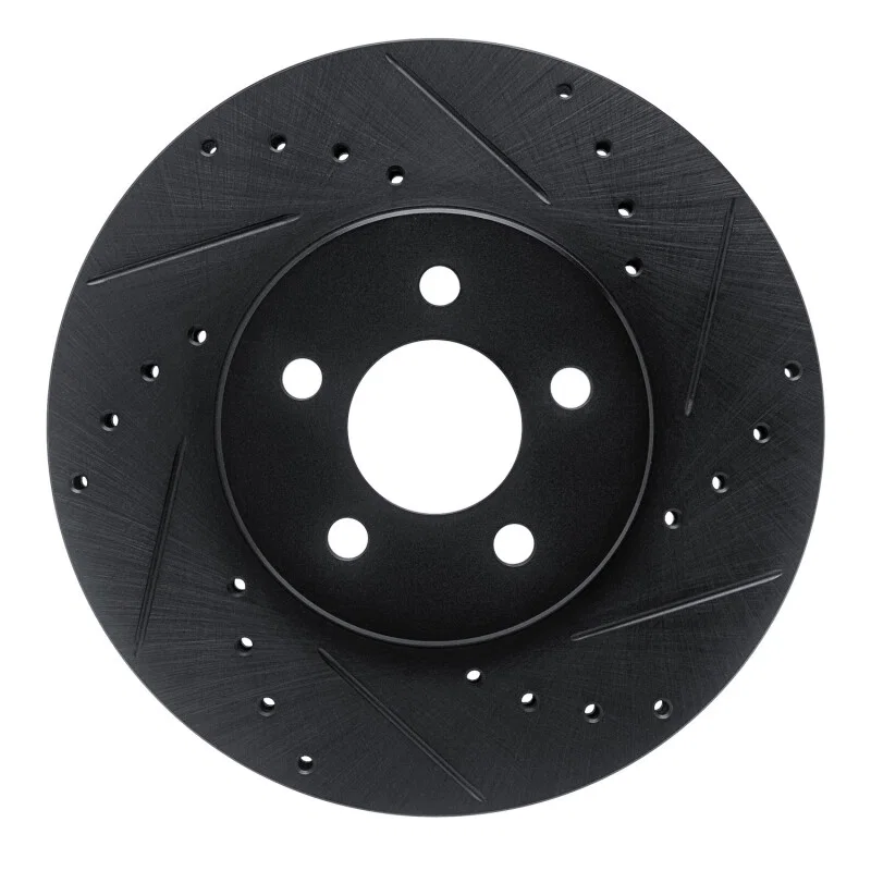 R1 Concepts 633-39004R, R1 89-95 Chrysler Daytona Front Right Drilled & Slotted Black Brake Rotor