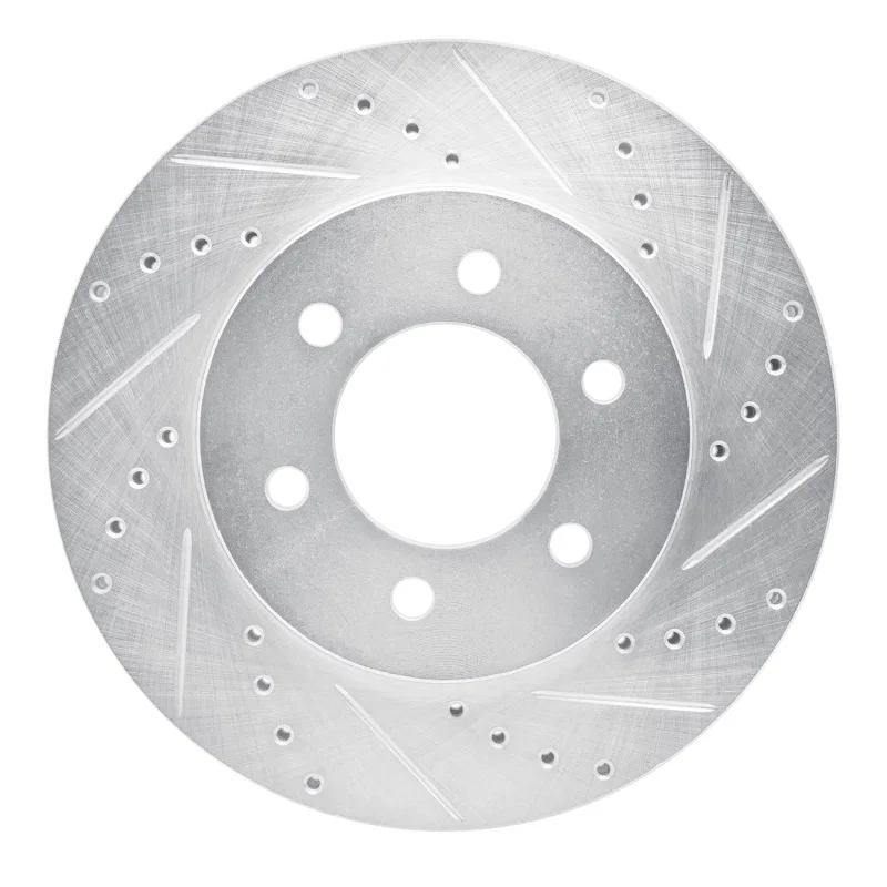 R1 Concepts 631-54183R, R1 02-06 Ford Expedition Front Right Drilled & Slotted Silver Brake Rotor