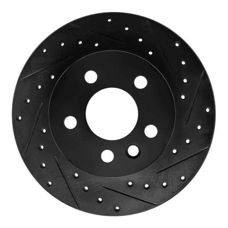 R1 Concepts 633-74041R, R1 92-95 Volkswagen EuroVan Front Right Drilled & Slotted Black Brake Rotor
