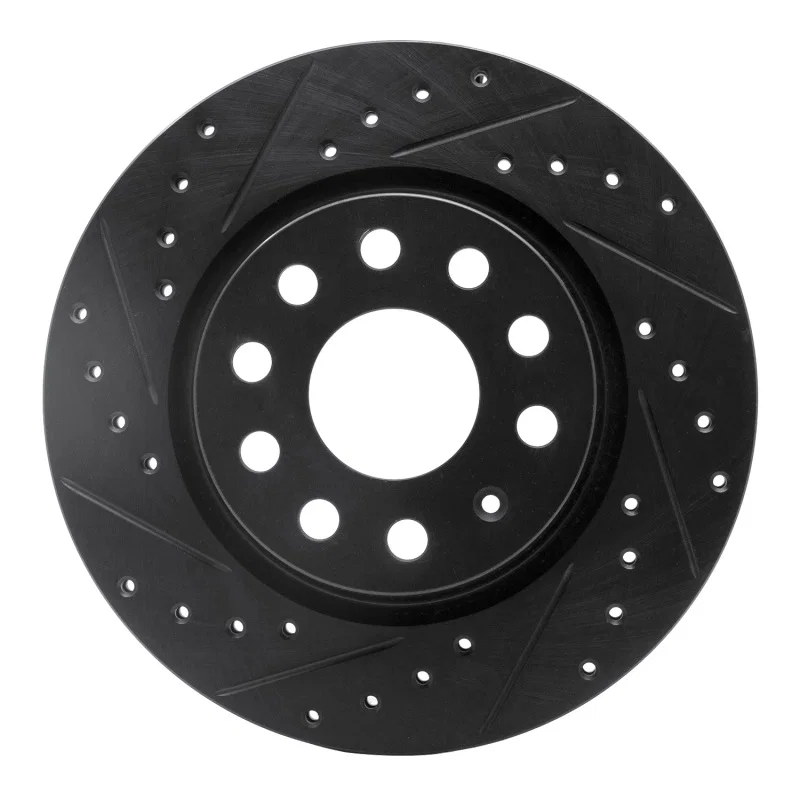 R1 Concepts 633-74032L, R1 05-15 Volkswagen BORA (Mexico) Front Left Drilled & Slotted Black Brake Rotor